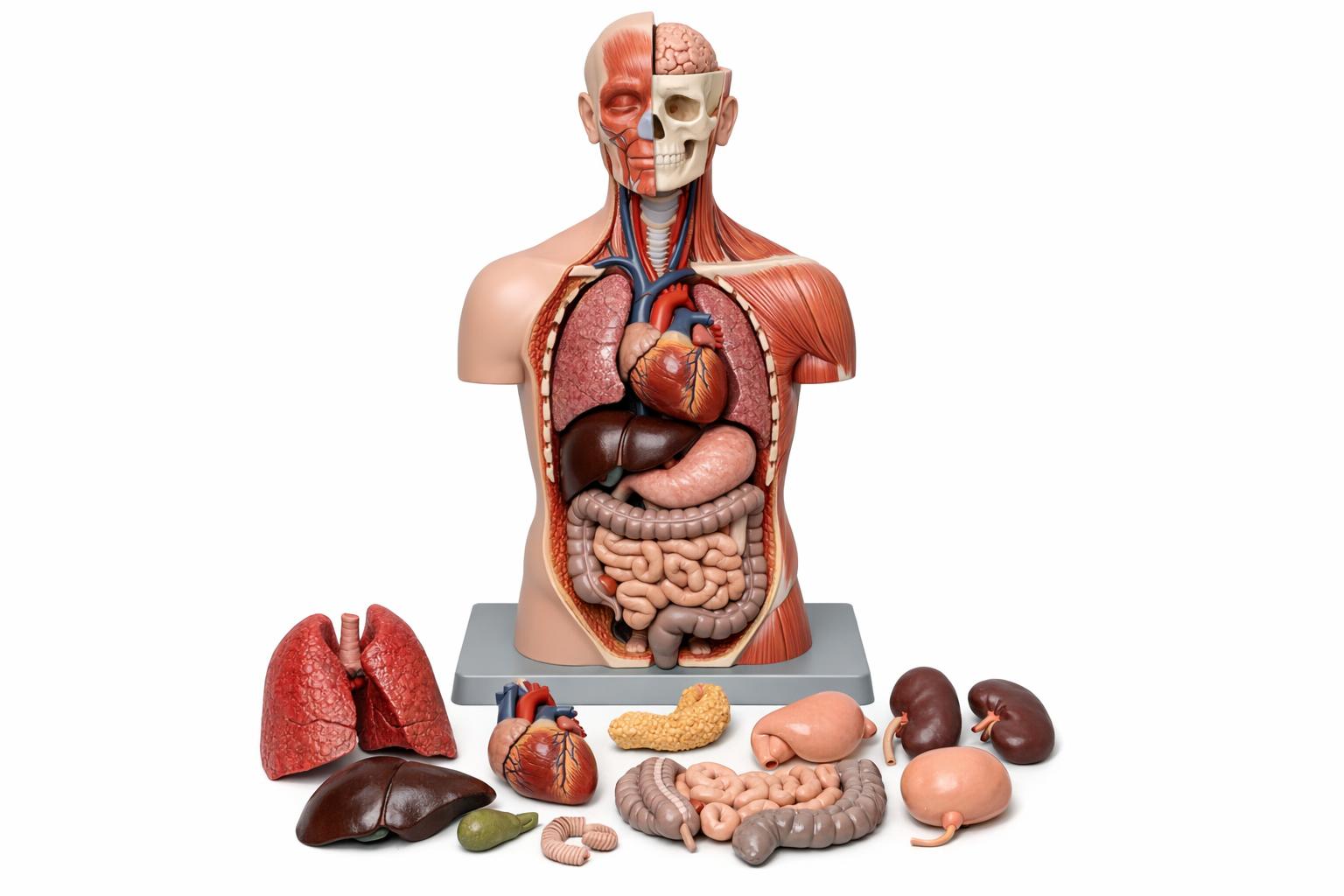 Model anatomiczny ludzkiego tułowia z odłączanymi narządami